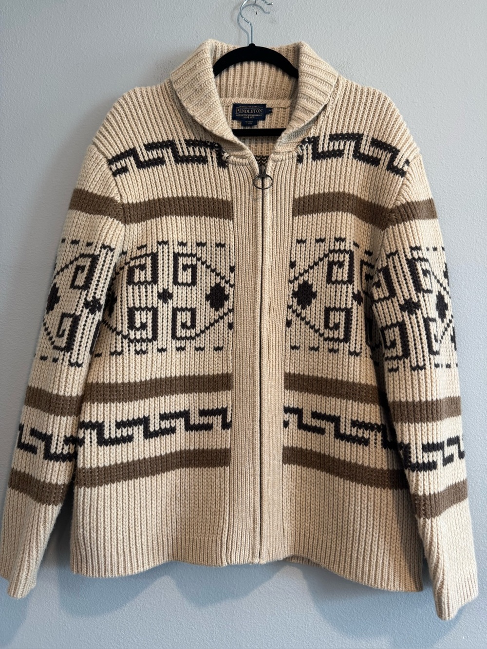 Pendleton Westerley The Dude Big Lebowski Western Wool Zip Cardigan Sweater M